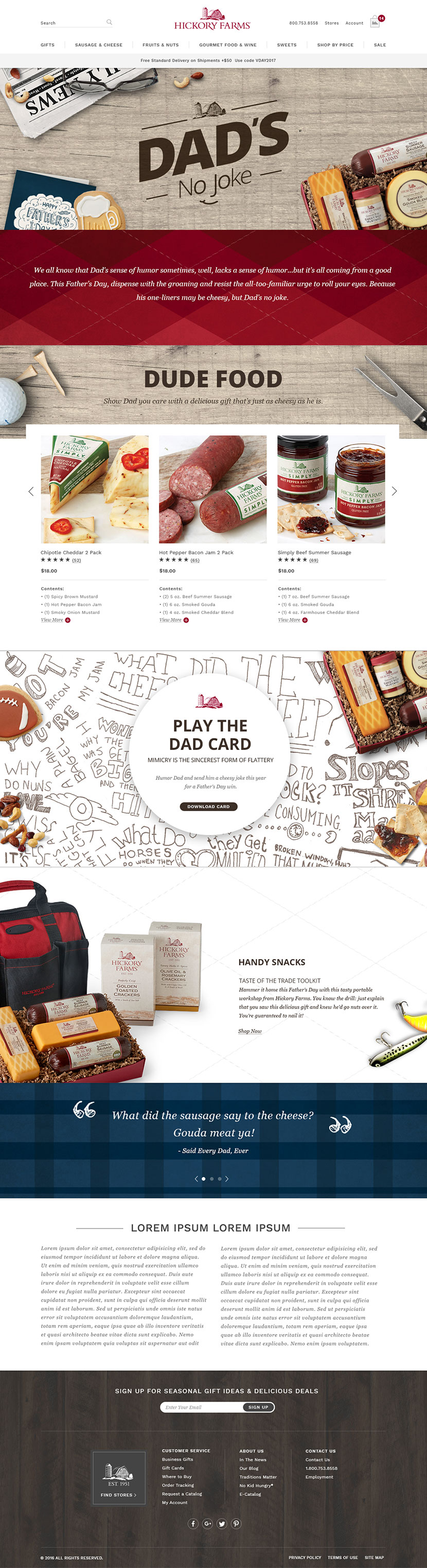 Hickory Farms Father's Day campaign landing page