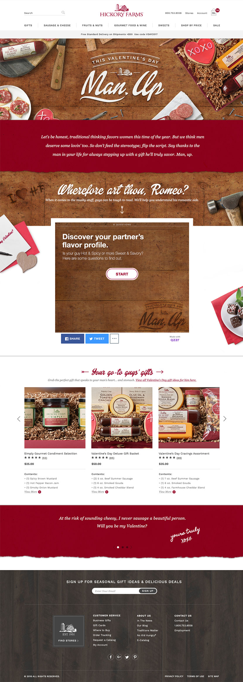Hickory Farms Valentine's Day campaign landing page