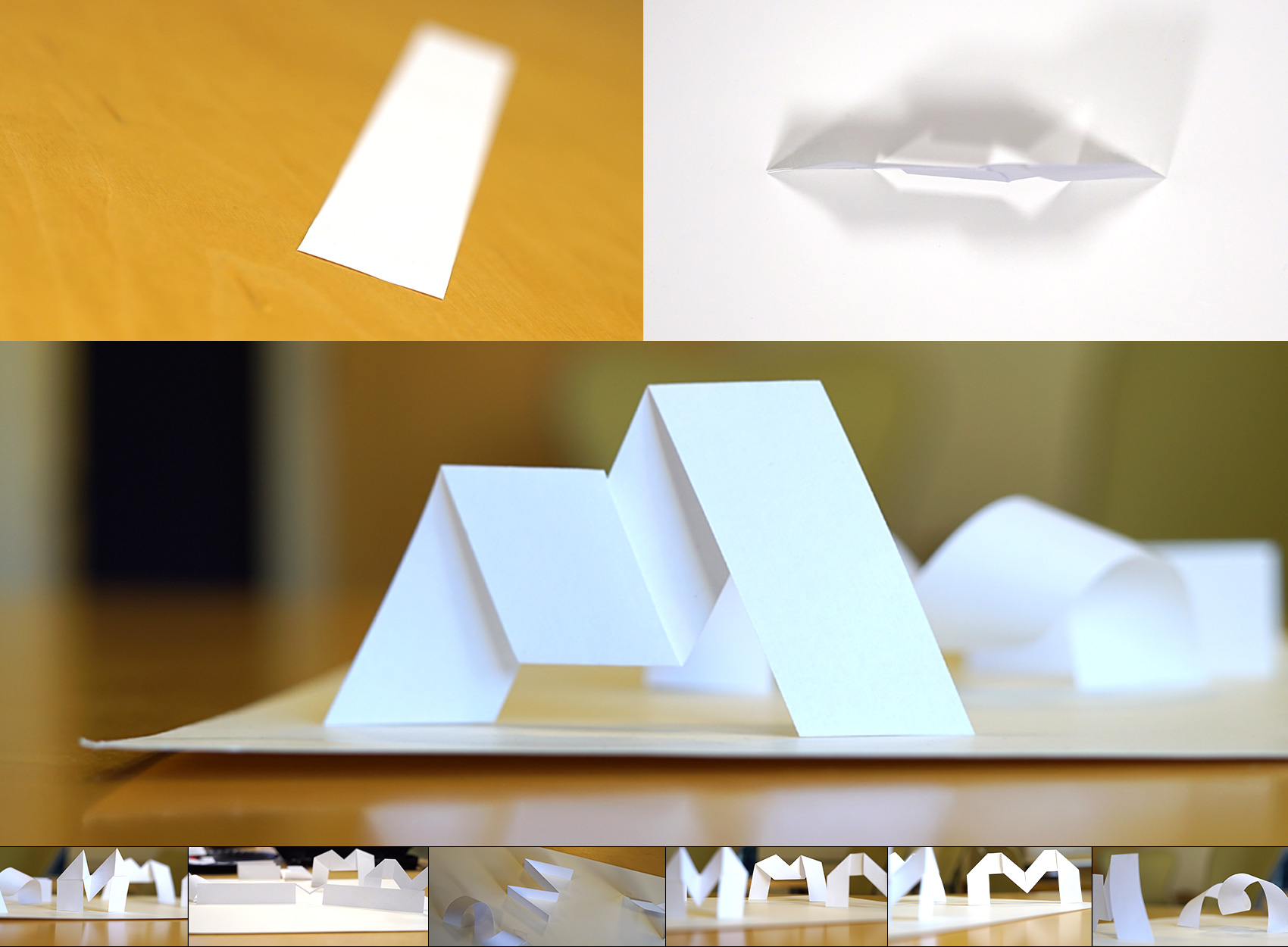 Photographs of folded paper M's